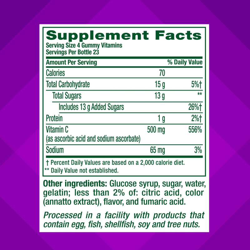 Vitafusion Power C Vitamin Gummies | 500mg | 92 Gummy Vitamins | for Adult Women & Men | Extra Strength | Tropical Citrus Flavor | Gluten and Dairy-Free Supplement 92 Count (Pack of 1)