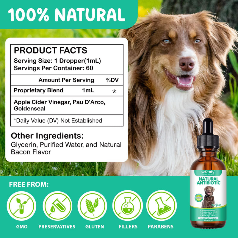 Antibiotics for Dogs, Itchy Skin Soother for Dogs | Allergy & Discomfort Relief & Skin & Immune Support Drops with Natural Bacon Flavor, Easy-to-Use, 60ml