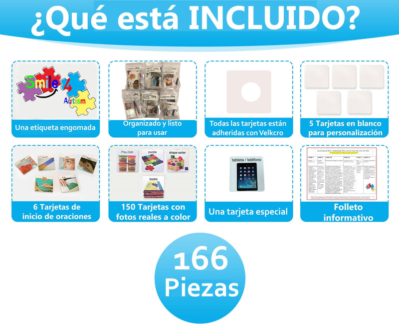 Smile4Autism Small 1.5"x1.5" Loose Spanish Visual Picture Cards, Receptive and Expressive Language, Speech Articulation Therapy, ASD, ADD, ADHD, Apraxia, & Stroke Patients Spanish Real Photos 166 Pcs. Small Plastic