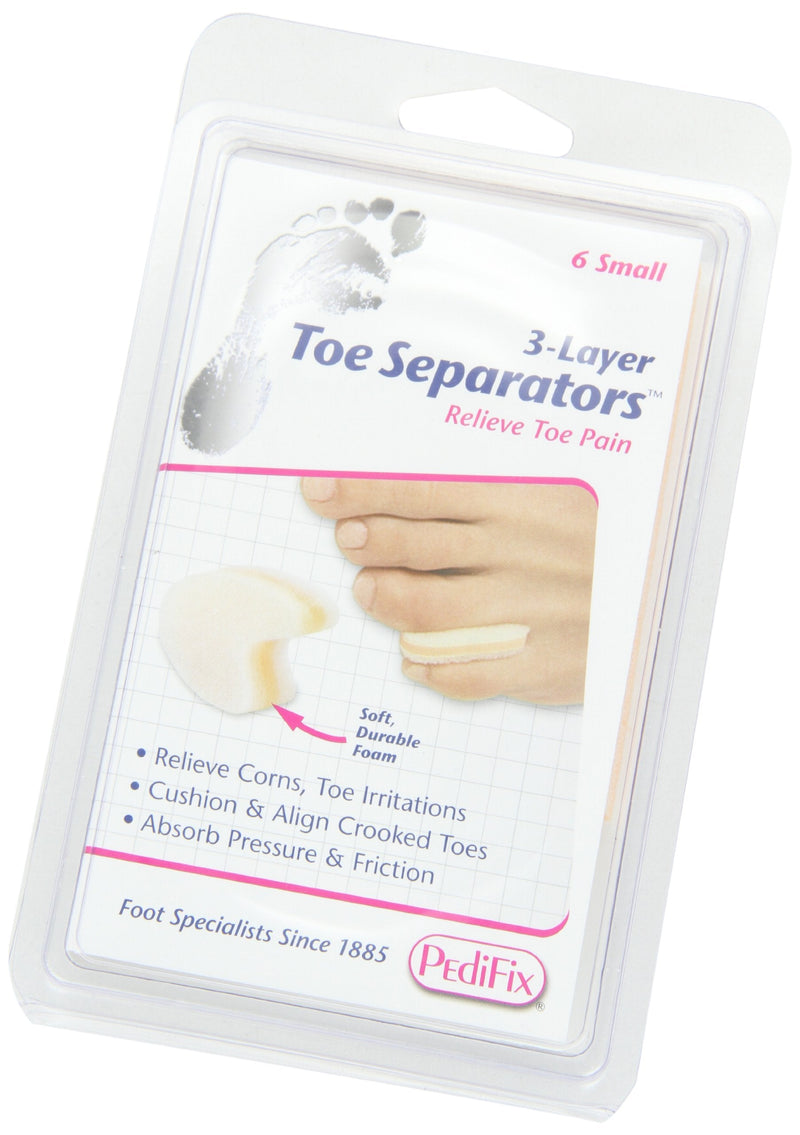 Pedifix 3-layer Toe Separators, 6-Count (Pack of 2), Small 6-count(Pack of 2)