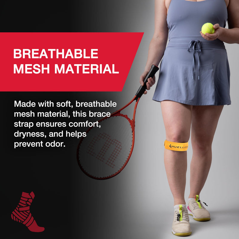 MUELLER Sports Medicine Jumper's Knee Single Strap for Men and Women, Knee Compression and Pain Relief Support, Ideal for Osgood-Schlatter's, Patellar Tendinitis, One Size Gold One Size (Pack of 1) - BeesActive Australia