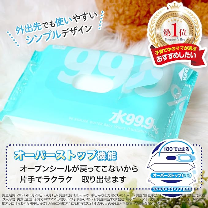 Pure Water Baby Care, 99.9% Pure Water, Flushable Toilet, Wipes, Made in Japan, Baby Collagen, Moisturizing Ingredients, Flushable Wipes, 60 Sheets x 15 Packs (900 Sheets) - BeesActive Australia