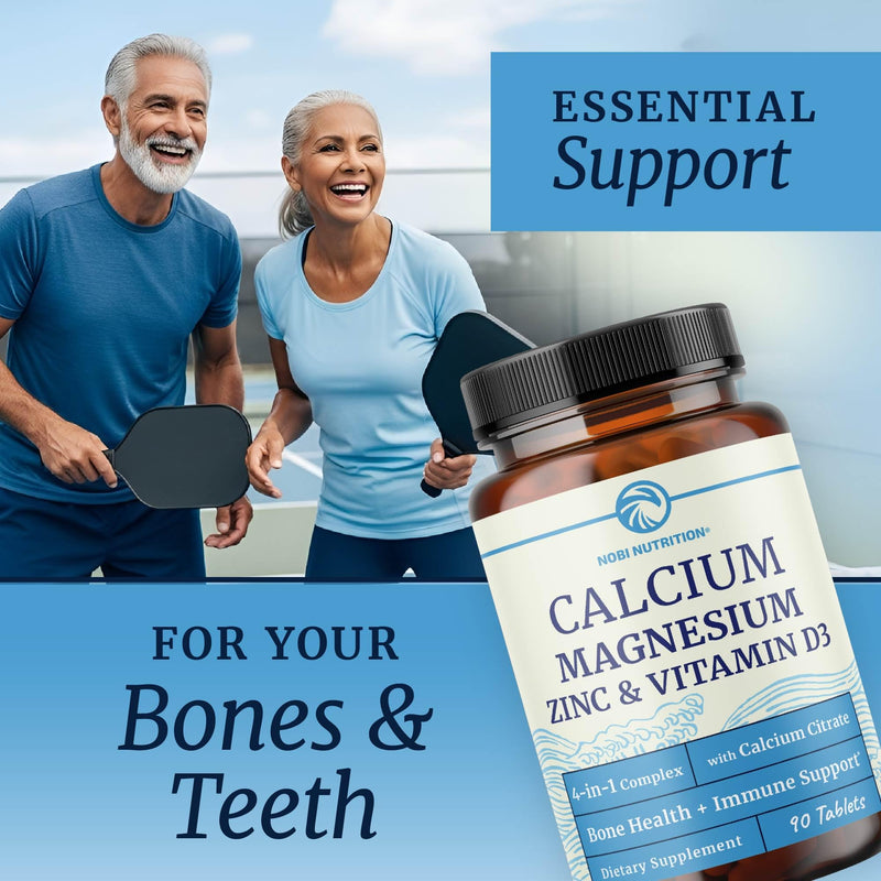 Calcium Magnesium Zinc D3 Supplement | Strong Bones, Healthy Teeth & Immune Support | Calcium Citrate Magnesium and Zinc with Vitamin D3 | 4-in-1 Cal Mag Supplement | 90 Tablets (1 Month Supply) | Muscle & Nervous System Support, Calcium Citrate Magnes...