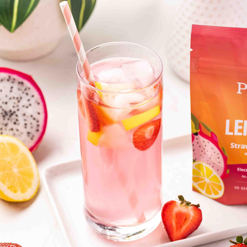 PuriVibe Hydration Lemonade Electrolyte Powder, Strawberry Dragonfruit | Juice Bar-Inspired Hydration Lemonade with Gentle Electrolytes, Real Fruit Powders, Hibiscus, Acerola, and Vitamin C
