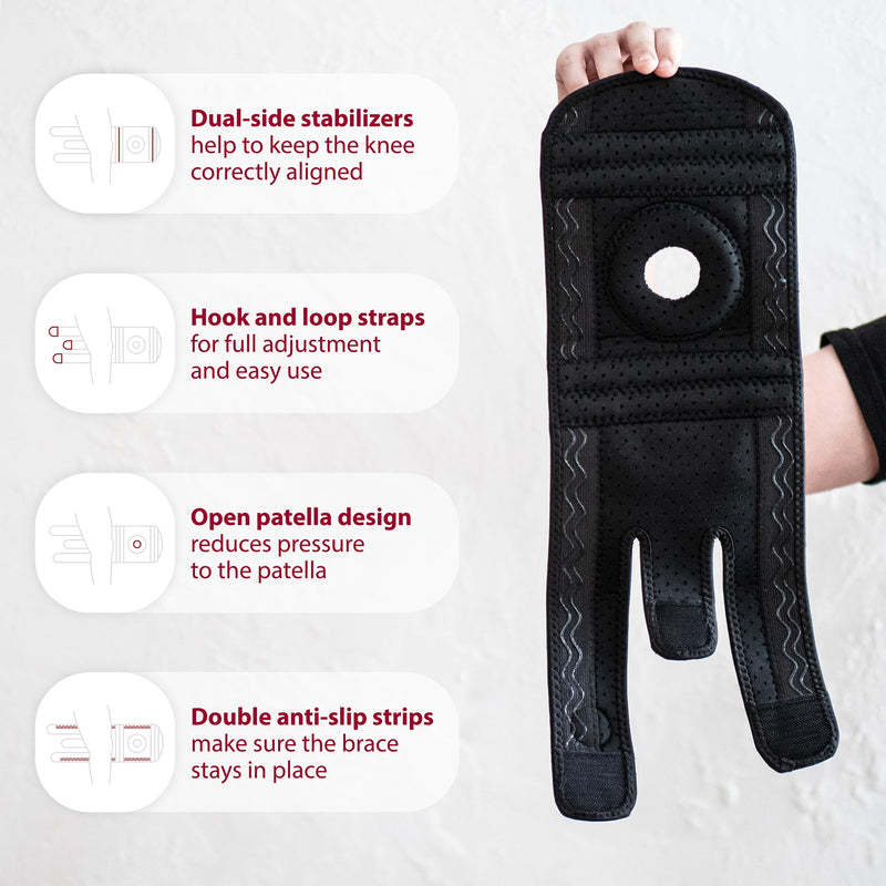 KARM Kids Knee Brace - Osgood Schlatter Knee Brace Youth for Kids, Sports, Pain, Arthritis, Patella, Meniscus Tear, MCL, ACL - Adjustable Compression Support for Child, Boys & Girls (Black) One Size Black - BeesActive Australia
