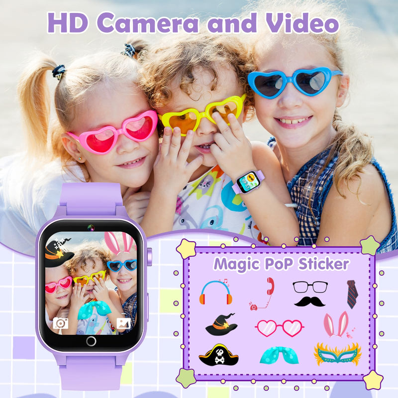 Luyiilo Kids Games Watch, with 26 Puzzle Games, Touch Screen, HD Camera, Alarm Clock, Toys for Ages 4-12 Years Old.Birthday Gift for Boys Girls (Purple) Purple