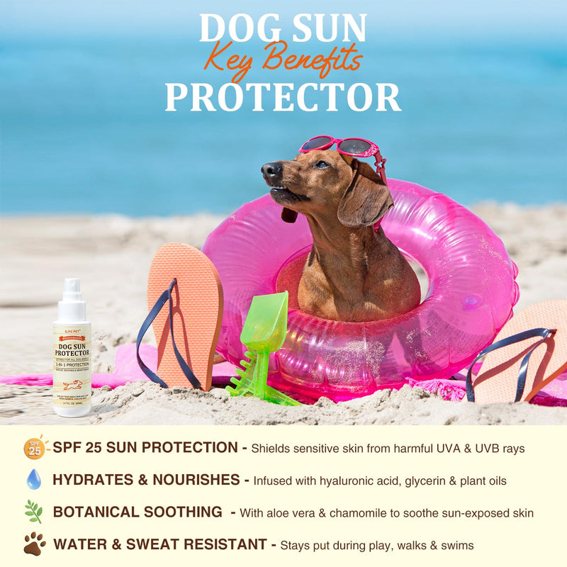 Dog Sun Protector, Natural Sunscreen Spray for Dogs, SPF 25, Professional Formula Sun Protection for Dog's Skin, Moisturising and Nourishing, 80ml