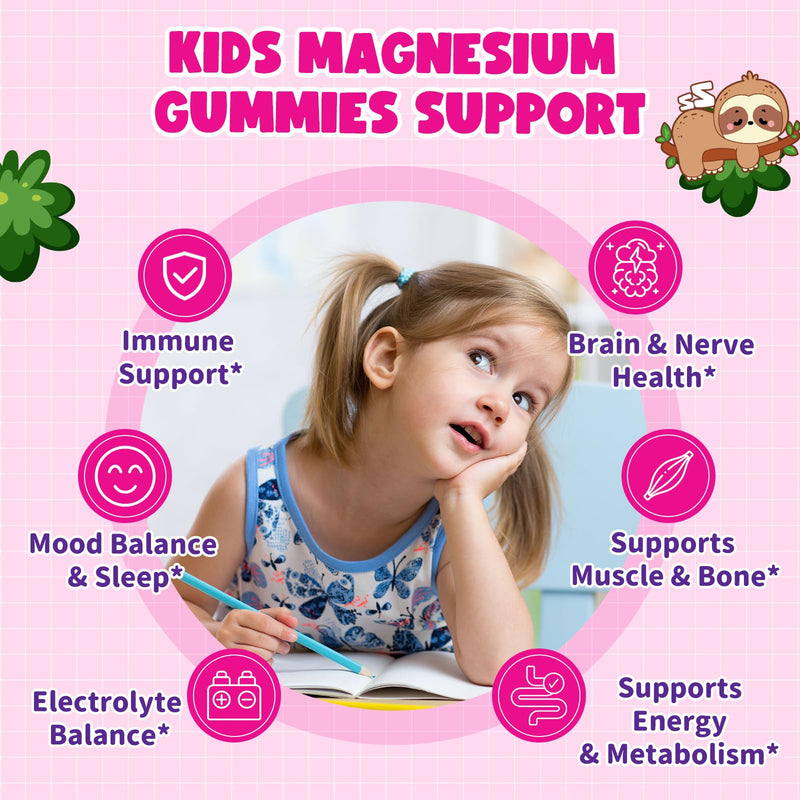 Magnesium Gummies for Kids - Magnesium Glycinate Gummies with Vitamin D3, B6, Potassium & Ashwagandha, Magnesium for Kids & Adults Relaxation, Sleep, Brain & Bone Health - Strawberry 60ct (2 Pack) 60 Count (Pack of 2)