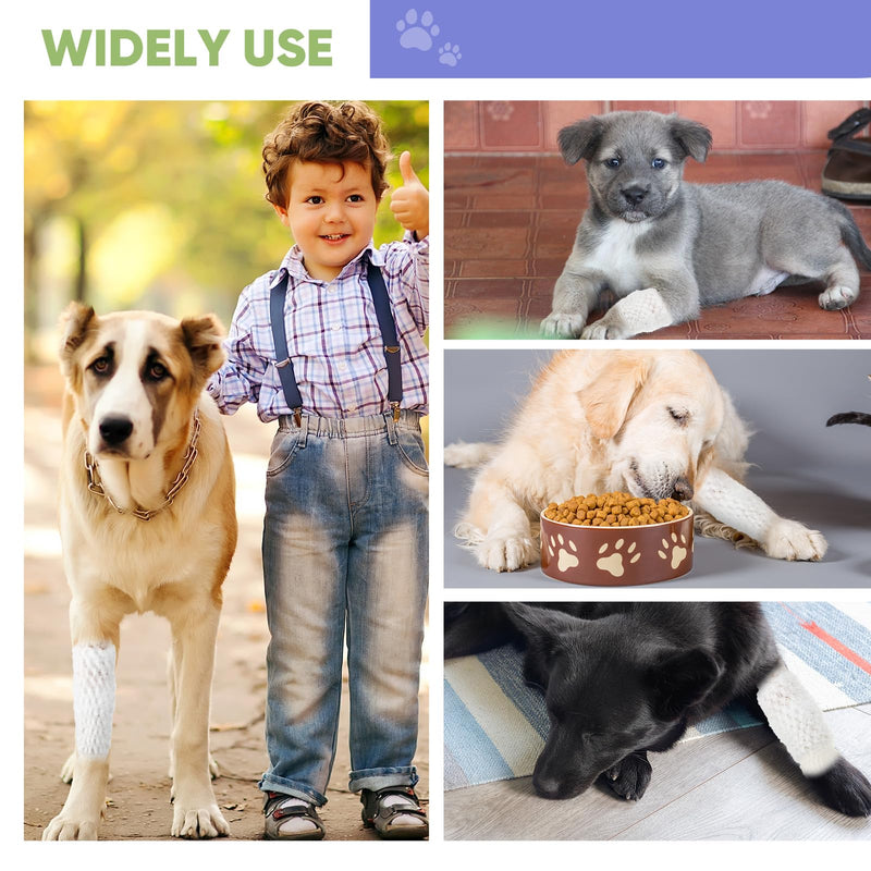 7 Pcs Dog Tail Protector Includes 5 Pcs Sterile Gauze Breathable Mesh Dog Tail Dressing Self Adhesive Pet Bandage Dog Ends Starter Pack for Dogs Cats Other Pets Animals, White - BeesActive Australia
