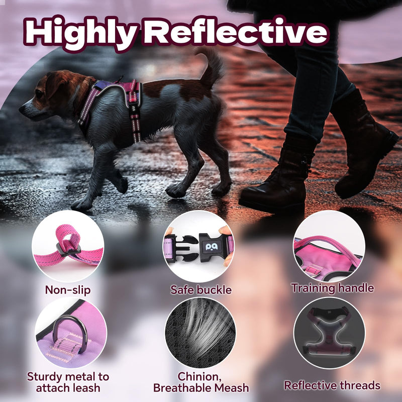 No Pull Dog Harness, Reflective Adjustable Dog Vest with Front/Back Clip Easy Control Handle for Medium Sized Large Small Dogs Walking Training Running(Small,Red) Red - BeesActive Australia