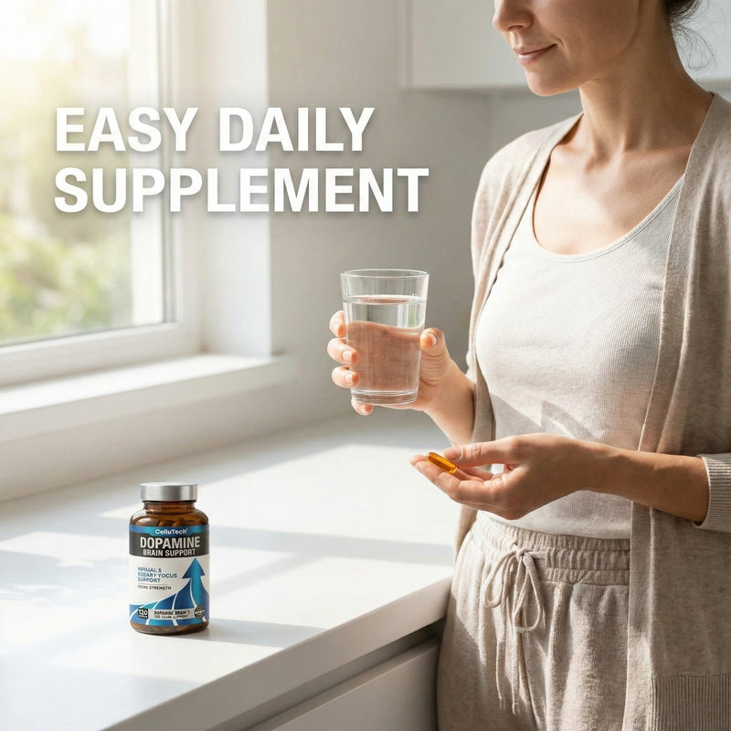 L-Tyrosine Dopamine Brain Food Supplement | Mental Energy & Focus Support with B Vitamins | Cognitive Health & Mental Drive, Vegan Capsules,120 Count