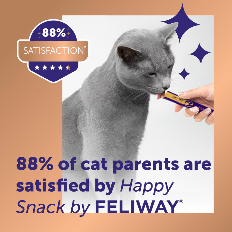 Happy Snack by FELIWAY Delicious Calming Creamy Cat Treats, 24 snack sticks - Helps cats feel calmer and promotes bonding Chicken 1 x 24 Pack
