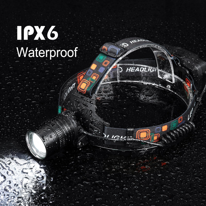 Rechargeable Headlamp 2Pack, 99000 Lumens Super Bright LED Head Lamp with 3 Modes, 90° Adjustable Head Lights for Forehead, 45H Long Runtime & IPX6 Waterproof HeadLamps for Camping Hunting Hiking 2