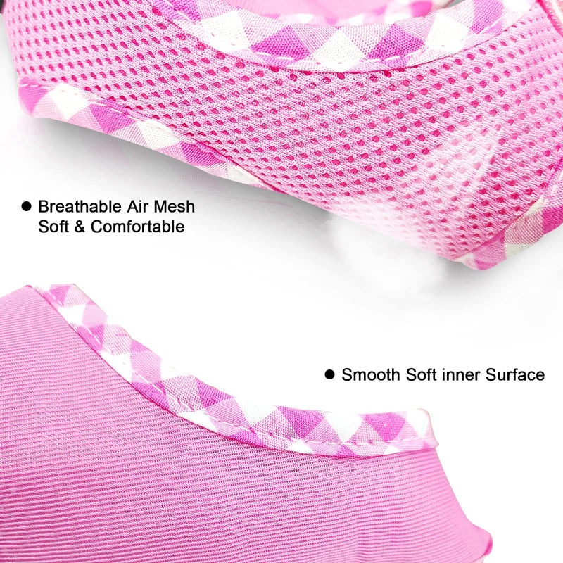 Upgraded Soft Mesh Dog Harness, Super Breathable Lightweight Pet Harnesses for Puppy Dogs outdoor Walking, Pink Dog Harness -Small S (Neck Girth 9.8"; Chest Girth:12”-18“) Adorable Pink - BeesActive Australia