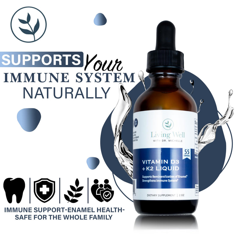 Liquid Vitamin D3 2000 IU with K2 + K1, Immune & Bone Support, 2 oz | Dentist-Developed for Strong Teeth & Calcium Absorption, Non-GMO, Gluten-Free, Soy-Free