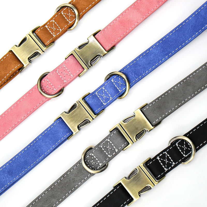 Soft Leather Dog Collar, Adjustable Heavy Duty Dog Collars with Quick Release Metal Buckle, Heavy Duty Basic Dog Collars for Small Dogs, Coffee, S - BeesActive Australia