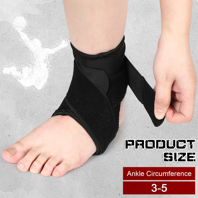 Honoson 2 Pcs Ankle Brace Kids Ankle Support for Sport Sprained Neoprene Breathable Compression Sleeve with Adjustable Wrap for Youth Child Boy Girl Plantar Fasciitis Achilles Tendonitis(Black,S) Black S - BeesActive Australia