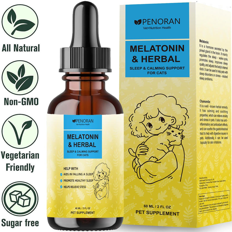 Cat Heat Relief Drops, Natural Herbal Melatonin for Cats: Estrus Relief, Heat Cycle Calming, Sleep Support | Non-Drowsy, No Drug Resistance | Ideal for Multi-Cat Homes, Travel, Boarding & Isolation