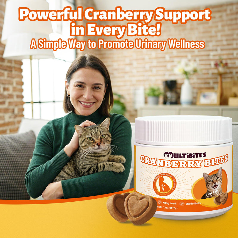 330 Chews Cranberry Bites for Cat UTI Treatment with D-Mannose and Marshmallow Root, Bladder Control Supplements for Cats Kidney&Urinary Tract Health, Natural Ingredients Cat Urinary Treats