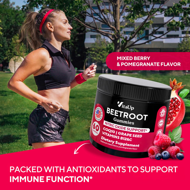 Beet Root Gummies ‚Äì Beet Gummies ‚Äì Red Beets Supplements with Beetroot, Grape Seed, Coq10, Vitamin C & B12 ‚Äì 60 Beet Chews