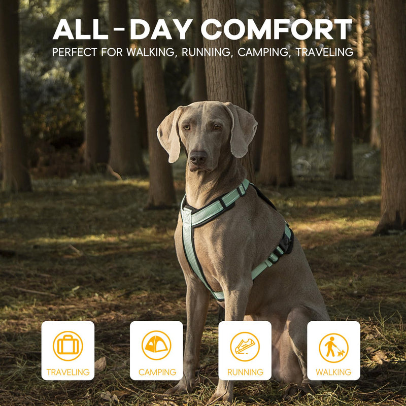 Dog Harness with Security Lock Buckle for Small Medium Large Dogs, Adjustable Dog Cooling Vest, Reflective No Pull No Choke Harness for Trail Running, Walking, Hiking, Camping 519-Green Extra Large - BeesActive Australia