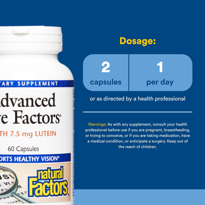 Natural Factors, Advanced Eye Factors, Antioxidant Support for Healthy Vision with Lutein and Zeaxanthin, 60 Capsules