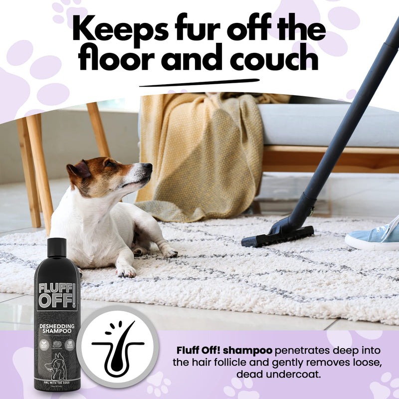 FLUFF OFF! by Girl With The Dogs, Natural Deshedding Dog & Cat Shampoo, 16 Oz, Made in USA, 8 Wks+ - BeesActive Australia