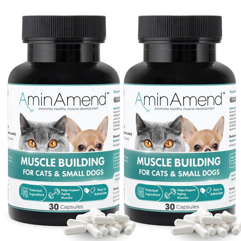 Muscle Support Pet Supplement for Small Dogs & Cats with CaHMB & Vitamin D3 – All Ages & Senior Dog Supplements for Muscle Strength, Mobility & Daily Activity – (30 Capsules, 2-Pack) 180 mg
