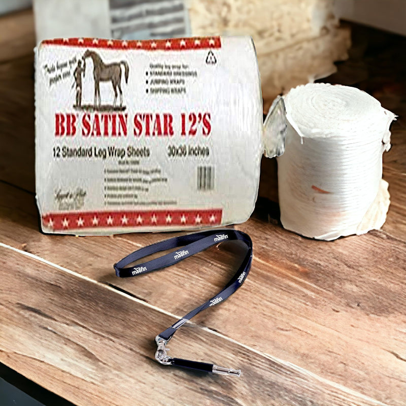 BB Satin Star Cotton 12 count - Leg Wrap Vet Wrap for Horses with Moofin SS Pet Training Whistle, Soft Breathable Fabric, Machine Washable, Multipurpose Use, Durable Vet Wrap [2-Pack] - BeesActive Australia