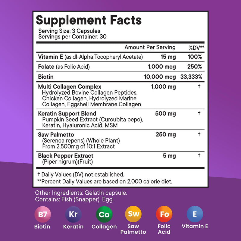 NEW AGE Biotin Collagen Keratin Hyaluronic Acid - Hair Growth Vitamins for Men and Women, Nails, Hair, Skin Vitamins and DHT Blocker with Vitamin E Folic Acid Pumpkin Seed MSM- 270 Count 270 Capsules (Pack of 3)