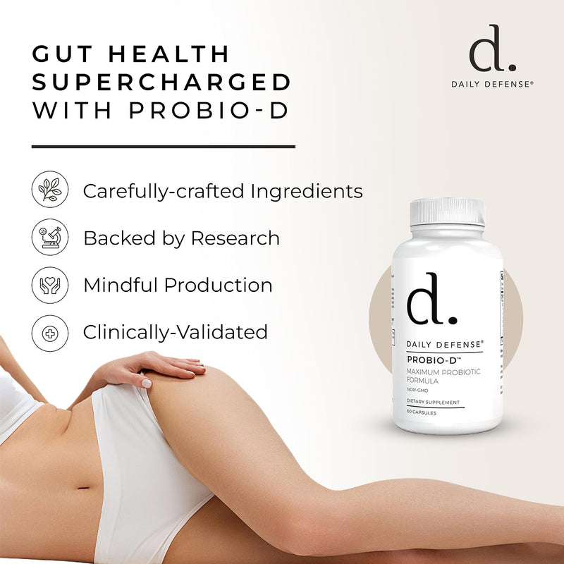 Probiotic Immune Support Supplement - Daily Probiotics for Men with Constipation & Gas - Digestion and Bloating Supplement & Probiotics for Women - 60 Capsules, PROBIO-D
