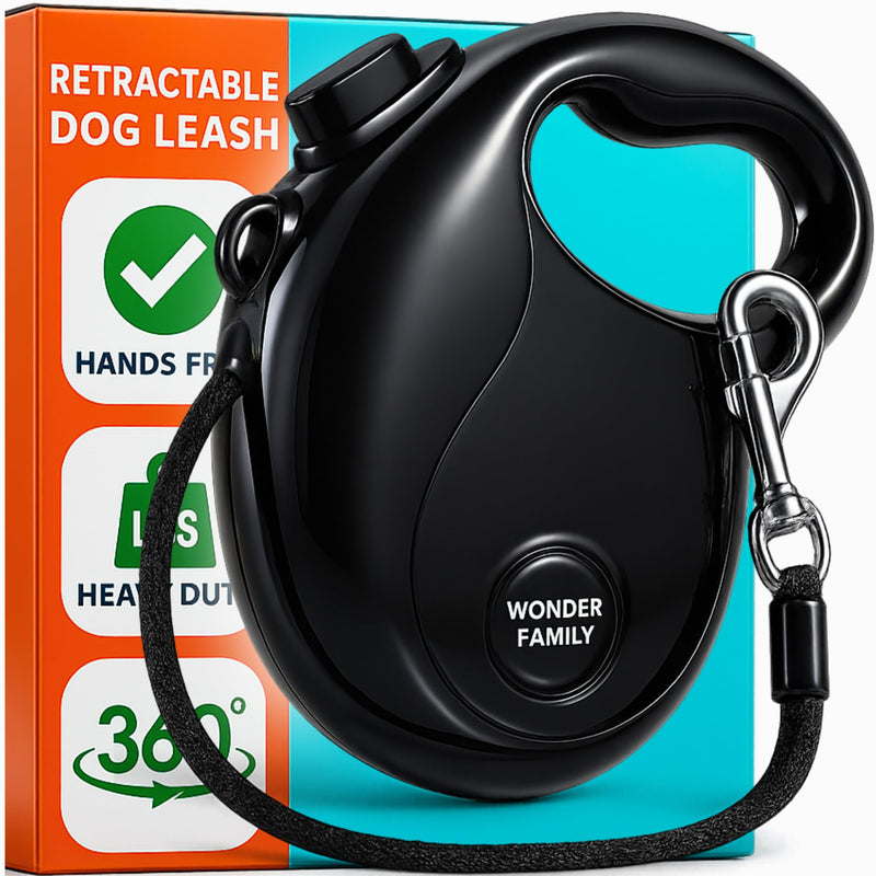 Retractable Dog Leash for Small Dogs up to 33 lbs – 10ft Long Hands Free Lead for Dogs – Reflective Heavy Duty Puppy Leash and Waist Dog Leashes for Training, Running, Outside – Correa para Perros Small Dogs (0-33 lbs) Black Reflective