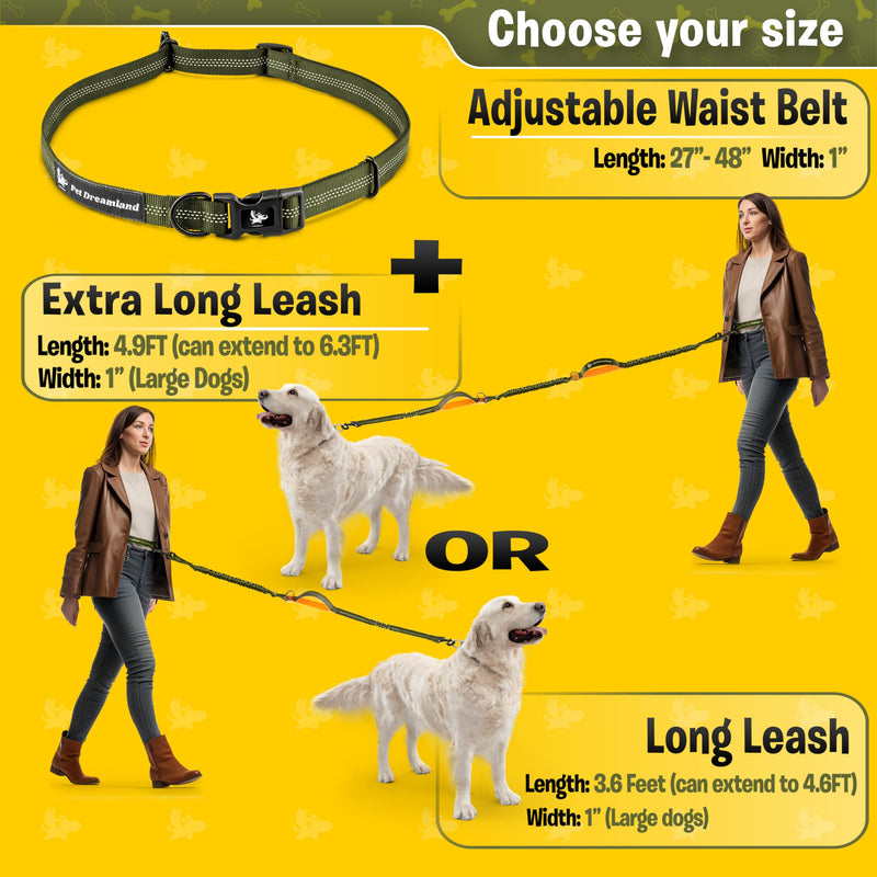 Pet Dreamland Exquisite Hands Free Leash for Large Dogs. Ultimate Comfort & Freedom for Running, Walking and Hiking. Premium Quality, Durable & Versatile Dog Walking Belt. Your Dog Will Love It. Khaki & Orange - BeesActive Australia