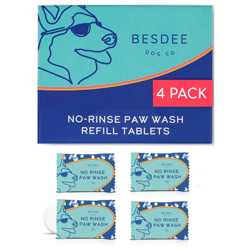 4 Dog Paw Cleaner Refill Tablets, No-Rinse Paw Cleaner for Dogs | Puppy Paw Wash | Gentle, Safe, Fragrance-Free, pH Balanced, & Deep Cleaning | Makes 32 oz. | Compatible with 8.45 oz Foaming Bottles - BeesActive Australia