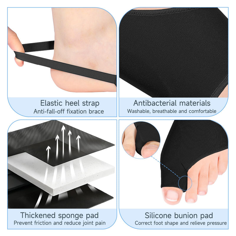 2PCS Bunion Corrector for Women & Men Big Toe, Big Toe Separators, Hammer Toe Straightener,Bunion Pads with Spacers, Hallux Valgus Pain Relief, Comfortable & Breathable for Day/Night Black 1 - BeesActive Australia