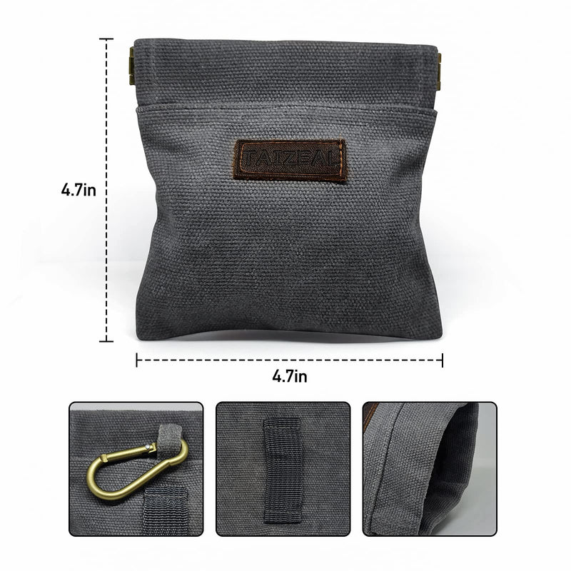 Dog Treat Pouch, Small Doggie Puppy Treat Snack Bags Reward Pouch, Hand-Free Dog Treat Pouch Magnetic Closure, Use for Outdoor Short Walking - Grey - BeesActive Australia