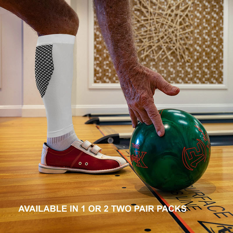 Compression Calf Sleeves For Men & Women | Calf & Skin Supports | Lower Leg Pain Relief | 1 Pair White Medium - BeesActive Australia