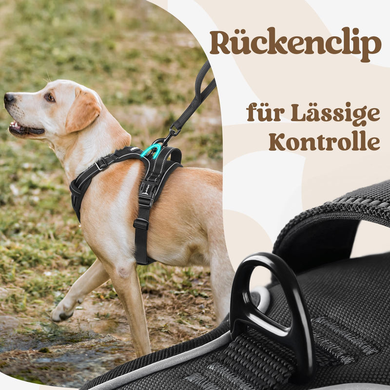 rabbitgoo Dog Harness for Large Dogs, Adjustable Dog Harness without Pulling & Choking, Anti-Pull Dog Harness with Handle, Soft Padded Reflective Chest Harness, Black L L (Pack of 1) - BeesActive Australia