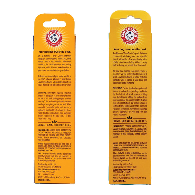 Arm & Hammer Dog Enzymatic Toothpaste Bundle | Tartar Control & Fresh Breath Dental Care for Dogs and Puppies | Beef & Chicken Flavor Toothpaste, 2.5 oz Each