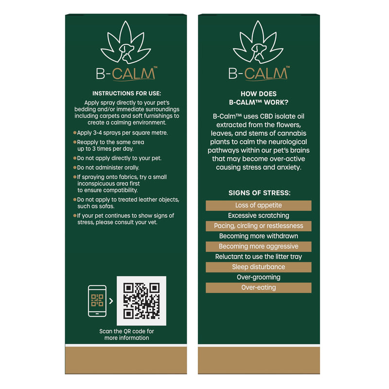 B-Calm CBD Oil Pet Calming Spray for Dogs & Cats - Safe & THC-Free to Naturally Calm Pets (100ml) 100ml