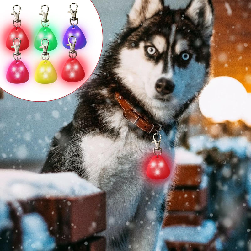 HIULLEN Pack of 6 silicone dog light pendants, flashing light school bag, pet light collar, dog key ring with 3 flashing modes, waterproof safety LED flashing light for dogs, cats, running - BeesActive Australia