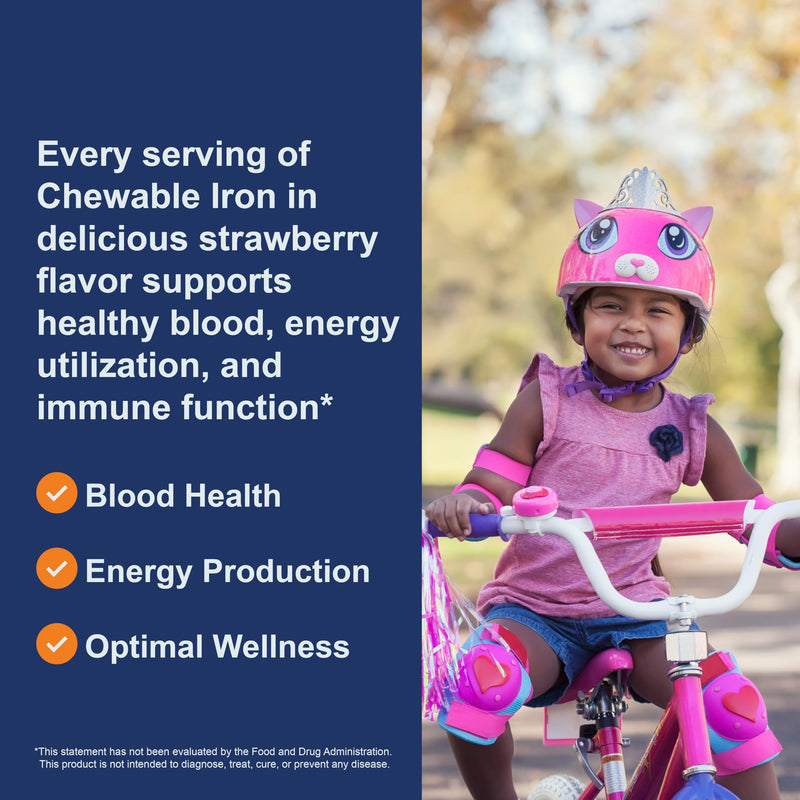 Carlson - Kid's Chewable Iron, 15 mg, Superior Absorption, Blood Health, Energy Production & Optimal Wellness, Natural Strawberry Flavor, 60 Tablets 60 Count (Pack of 1) - BeesActive Australia