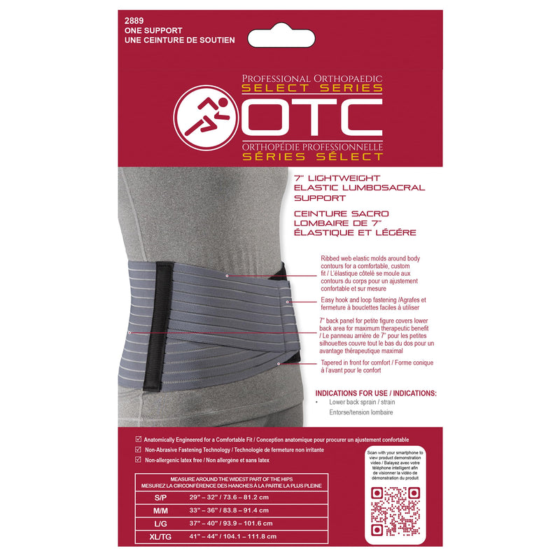OTC Lumbosacral Support for Women, 7-Inch Lower Back, Select Series Grey Small