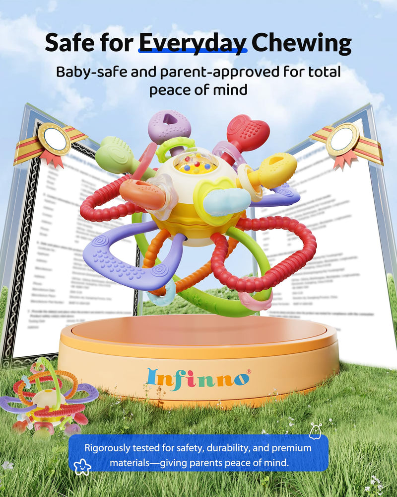 Baby Montessori Sensory Teething Toy ‚Äì Safe, Multi-Functional BPA-Free Silicone Teether Toy for Babies 0-12 Months ‚Äì Vibrant Rattle for Teething Relief & Fun Play ‚Äì Perfect Baby Toys for Boys & Girls - BeesActive Australia
