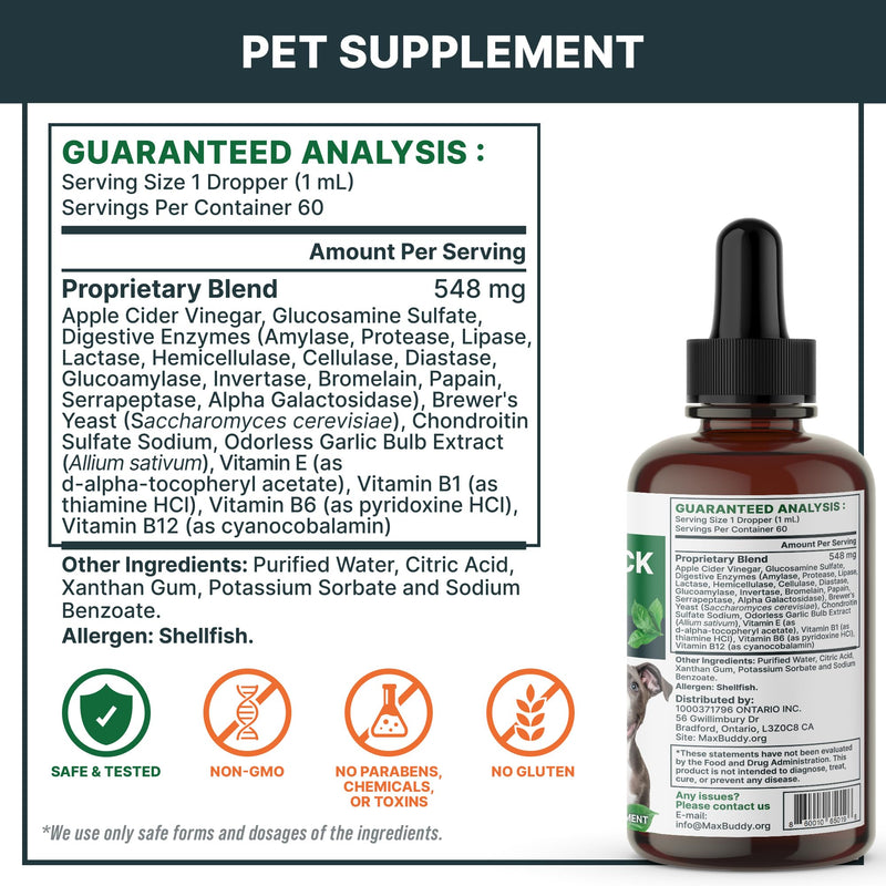 Flea and Tick Oral Prevention Support & Treatment for Dogs and Cats – Natural Flea Control with Multivitamin - Supplement Drops for Small and Large Dogs