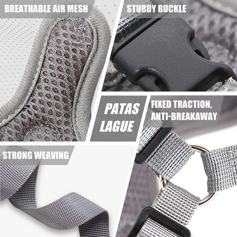 Patas Lague Dog Harness with Leash Set Adjustable Soft Padded Step-in Solid Dog Vest Harness No Choke No Pull Reflective for Medium Dogs with Poop Bags and Dispenser Grey L L (Neck 20.9-24.8'' Chest 22.4-28.0'') - BeesActive Australia