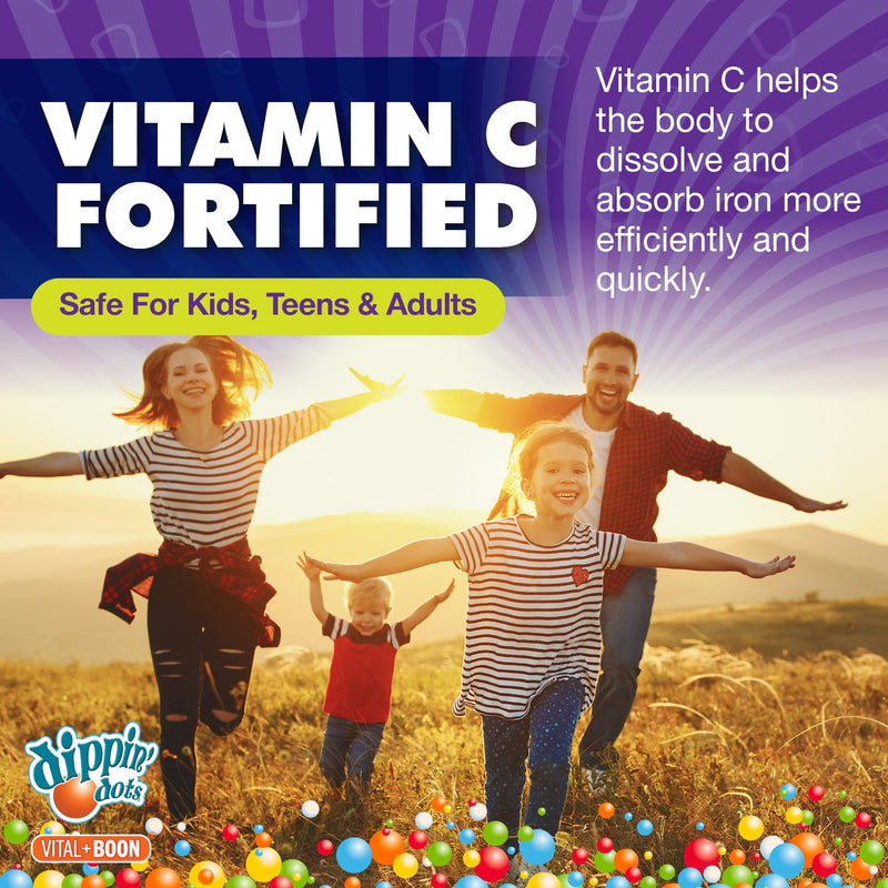 Dippin' Dots Iron Gummies for Women, with Vitamin C & B12 (60 Ct) | Gum Drop Grape iron supplement gummies with Vitamin C & B12, vital for red blood cells; vegan, gluten & gelatin free. 60 Count (Pack of 1)