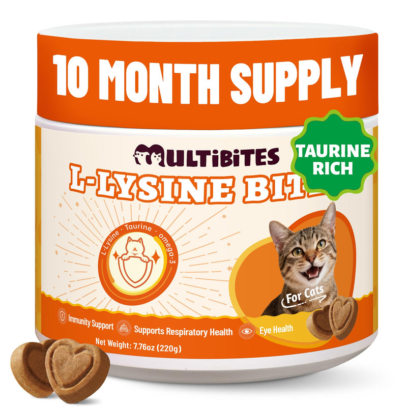 330 Bites L-Lysine for Cat Chews with Vitamins and Supplements - Omega 3,Multivitamin,Taurine for Cat & and Kittens Treats - Immune,Respiratory,Eye Health - Chicken Flavor 7.76OZ