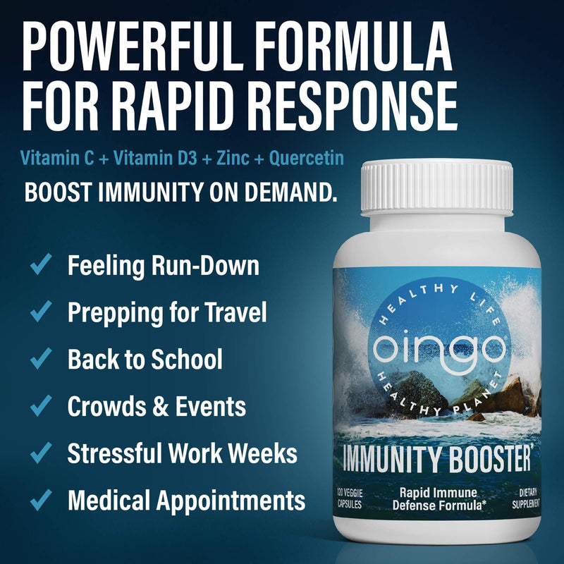 Immunity Booster Capsules, Vitamin C, Vitamin D3, Zinc, and Quercetin, 60 Capsules