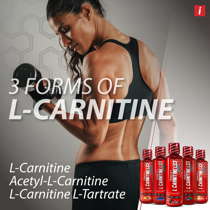 iSatori L-Carnitine LS3 1500, Triple-Blend Liquid L Carnitine Supplement, with Acetyl & Tartrate, Stimulant Free Energy, Low Calories, Sugar or Gluten, Keto-Friendly, Blue Raspberry (32 Servings)